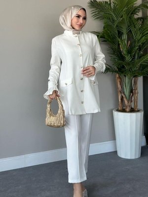 Maral Pantolonlu Takım Beyaz