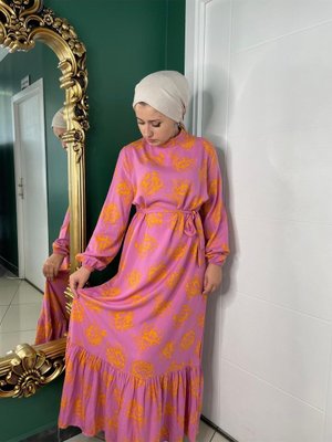 Tesettür Elbisi Yazlık Fırfırlı Viskon Elbise