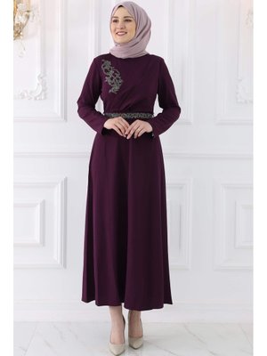 Mor Sena Abiye Elbise