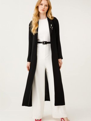 Tulum Üzeri Uzun Ceketli Takım Ekru