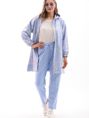 Bebe Mavi Trençkot Dijital Sedef Baskı Motifli Takım Bebe Mavi Trençkot Dijital Sedef Baskı Motifli Takım