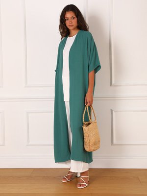 Yarım Kollu Aerobin Abaya Ferace Zümrüt