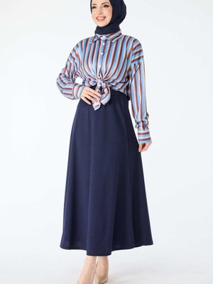 Düz Orta Lacivert Etek