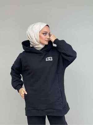 Kapüşonlu Kesik Detaylı Sweatshirt Kapüşonlu Kesik Detaylı Sweatshirt
