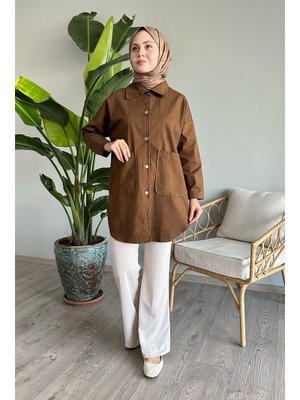Oversize Gabardin Acı Kahve Ceket Oversize Gabardin Acı Kahve Ceket