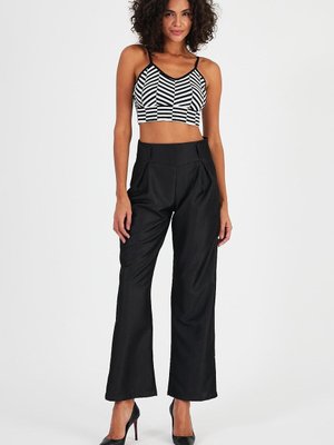 Antrasit Yüksek Bel Geniş Paça Pantolon Antrasit Yüksek Bel Geniş Paça Pantolon