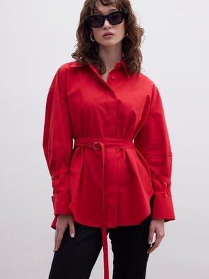 Kemer Detaylı Gömlek Kırmızı