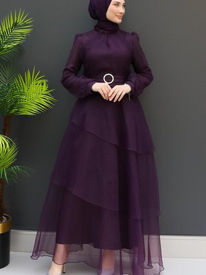 Hüma Abiye Elbise Mor