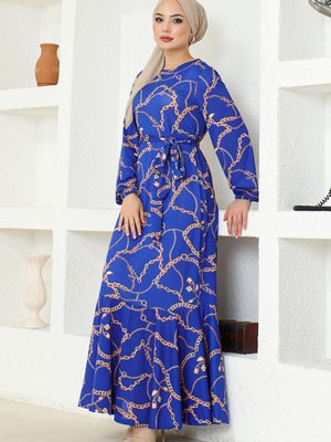 Kuşaklı Elbise Saks Kuşaklı Elbise Saks