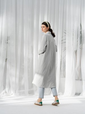 Modal Tokalı Gömlek Gri