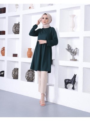 Kol Uçları Lastikli Tunik Yeşili Zümrüt Kol Uçları Lastikli Tunik Yeşili Zümrüt