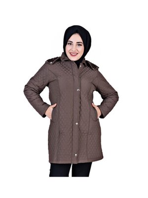 Kapüşonlu Kapitone Mont Kahverengi