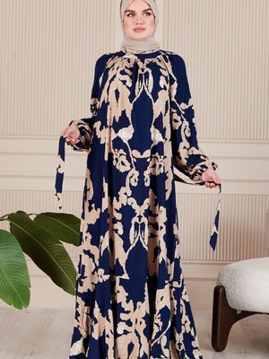 Eteği Volenli Reglan Kol Viskon Kumaş Elbise Namaz Elbisesi Eteği Volenli Reglan Kol Viskon Kumaş Elbise Namaz Elbisesi