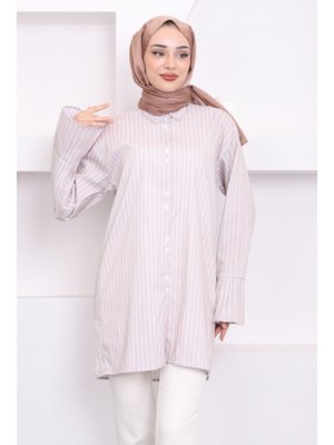 Taş Çift Düğmeli Çizgili Kol Piliseli Tunik Taş Çift Düğmeli Çizgili Kol Piliseli Tunik