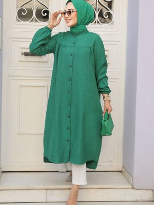 Düğmeli Yeşil Tunik