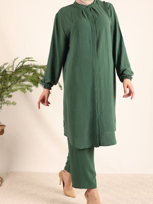 Yanları Düğme Detaylı Tunik Takım