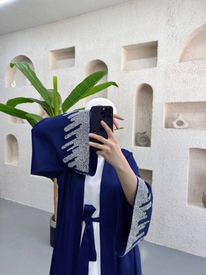 Kolu Meçli Saten 2li Abaya Takımı