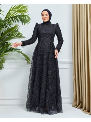Simli Abiye Elbise Siyah Simli Abiye Elbise Siyah
