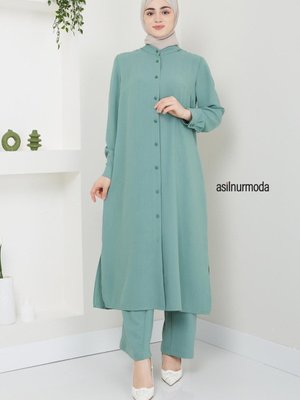 Sena Ayrobin Düğmeli İkili Takım Mint Yeşil