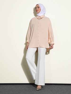 Vanilya İpek Tuşeli Oversize Tunik