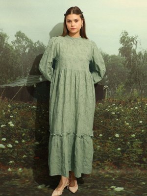 Büzgülü Brode Elbise Mint Büzgülü Brode Elbise Mint