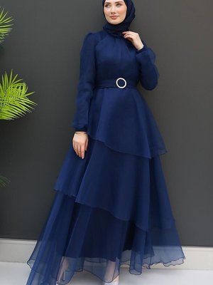 Hüma Abiye Elbise Lacivert