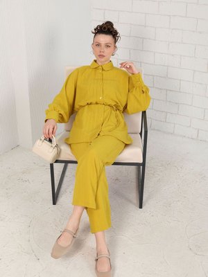 Yağ Yeşili Gömlekli Basic Takım Yağ Yeşili Gömlekli Basic Takım