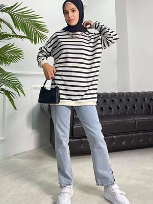 Bisiklet Yaka Çizgili Tunik