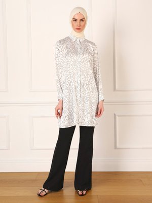 Desenli Saten Şık Tunik Puantiye