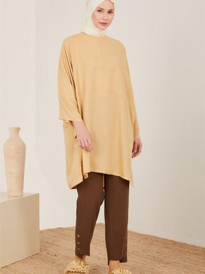 Paça Detaylı Pantolon Kahverengi