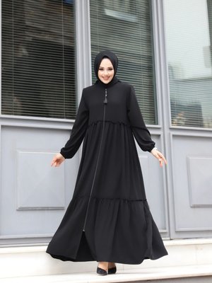 Rabia Krep Kumaş Giyim Büzgülü Ferace