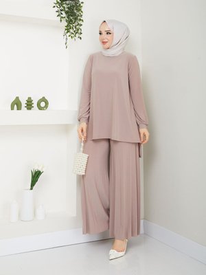 Harika Rahat Ve Şık Kendinden Kalın Piliseli Pantolon Düz Sade Tunik İkili Takım ??
