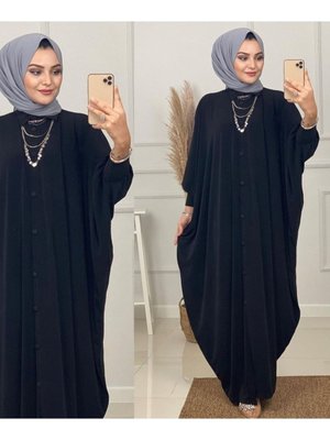 Harika Önü Düğmeli Yarasa Kollu Uzun Sandy Ferace