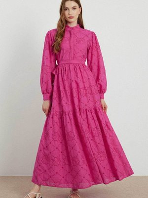 Sicilya Brode Elbise Fuşya