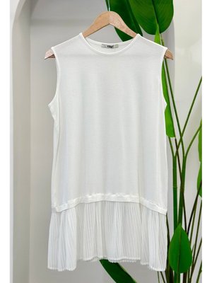 Beyaz Piliseli Tunik İçlik