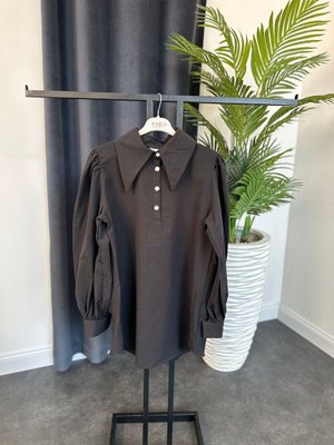 Moda Liyase Balon Kol Gömlek Siyah