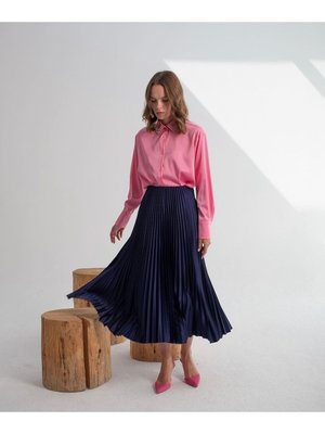 Lacivert Sık Piliseli Etek