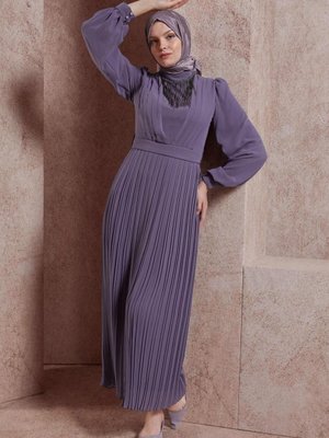 Kuşaklı Kolye Detaylı Abiye Elbise