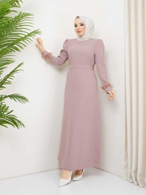 Kolu Tüylü Abiye Elbise