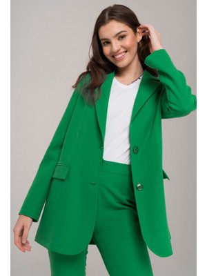 Yeşil Mono Yaka Rahat Kalıp Astarsız Blazer Ceket Yeşil Mono Yaka Rahat Kalıp Astarsız Blazer Ceket