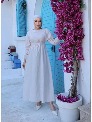 Bisiklet Yaka Elbise Taş Bisiklet Yaka Elbise Taş