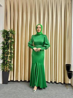 Yeşil Asmin Abiye Elbise