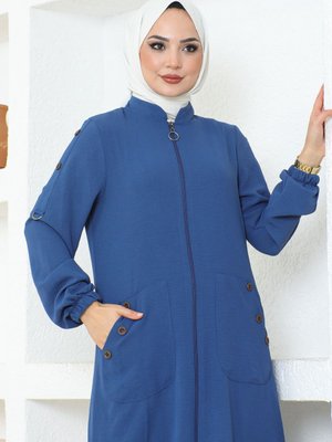 Kadın Torba Cepli Düğme Detaylı Aerobin Tesettür Kap