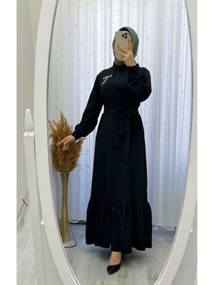 Krep Adriana Elbise (fermuarlı,fırfırlı,kol Ribanalı) Krep Adriana Elbise (fermuarlı,fırfırlı,kol Ribanalı)