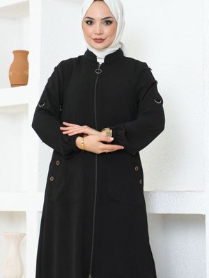 Kadın Torba Cepli Düğme Detaylı Aerobin Tesettür Kap