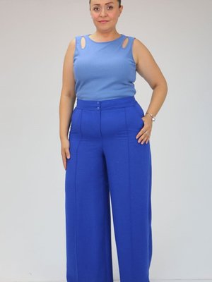 Saks Büyük Beden Çimalı Keten Airobin Pantolon