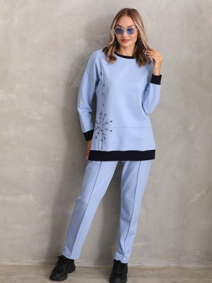 Bebe Mavi Kristal Motif Taşlı Eşofman Takım