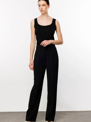 Siyah Bol Paça Krep Pantolon