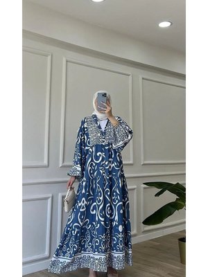 Premium Kumaş Desenli Viskon Elbise