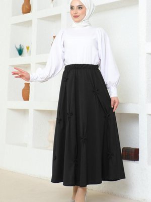 Fiyonk Detaylı Çan Etek Siyah